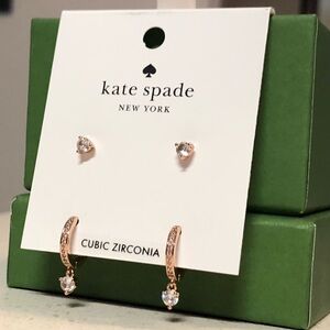 Kate Spade Rose Gold Stud and Huggie Hoop Set